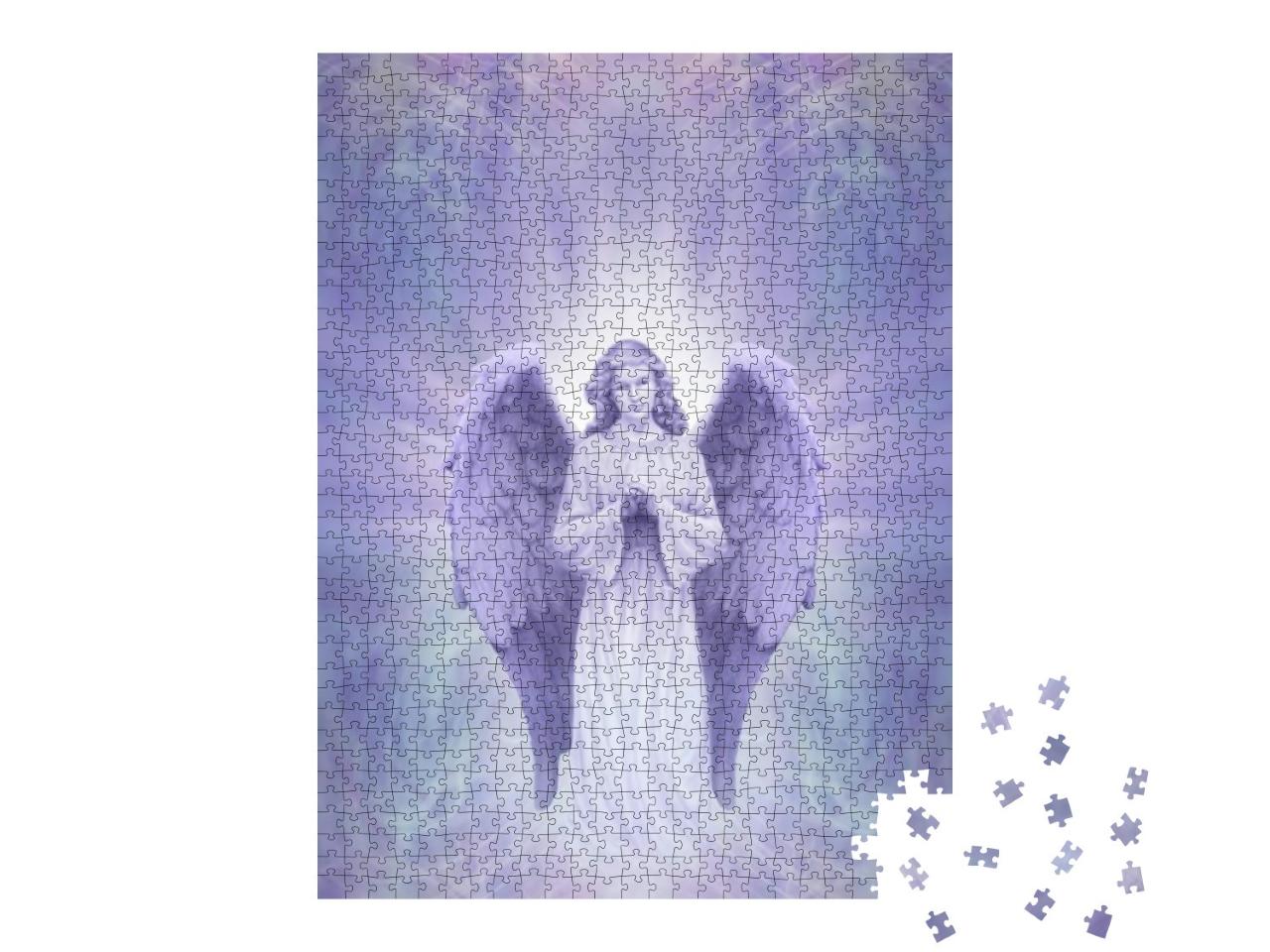 Puzzle 1000 Teile „Schutzengel mit einem komplizierten blauen lila Energiefeld“