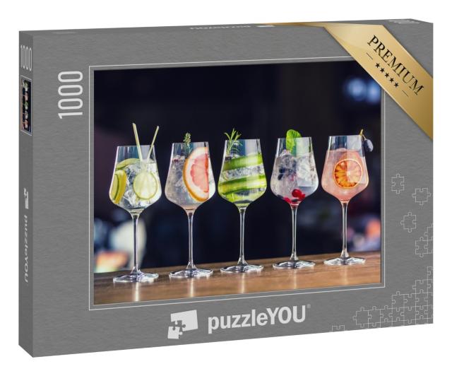 Puzzle 1000 Teile „Fünf verschiedene Gin-Tonic-Cocktails“