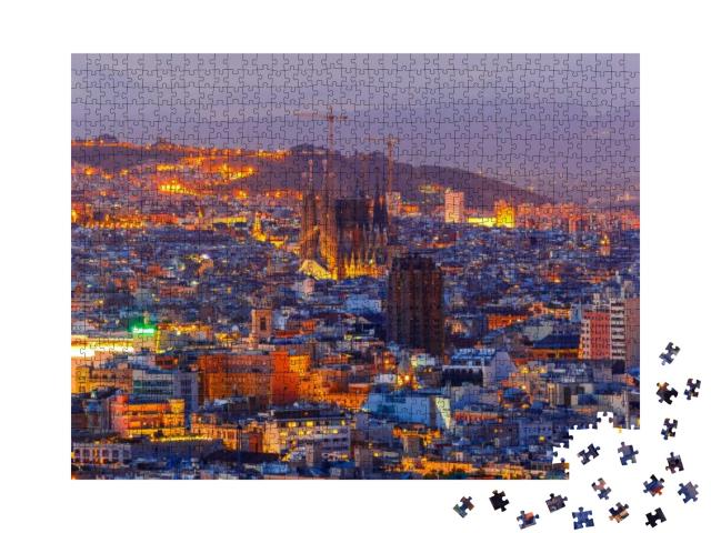 Puzzle 1000 Teile „Barcelona: Hügel Lmontjuic bei Nacht“