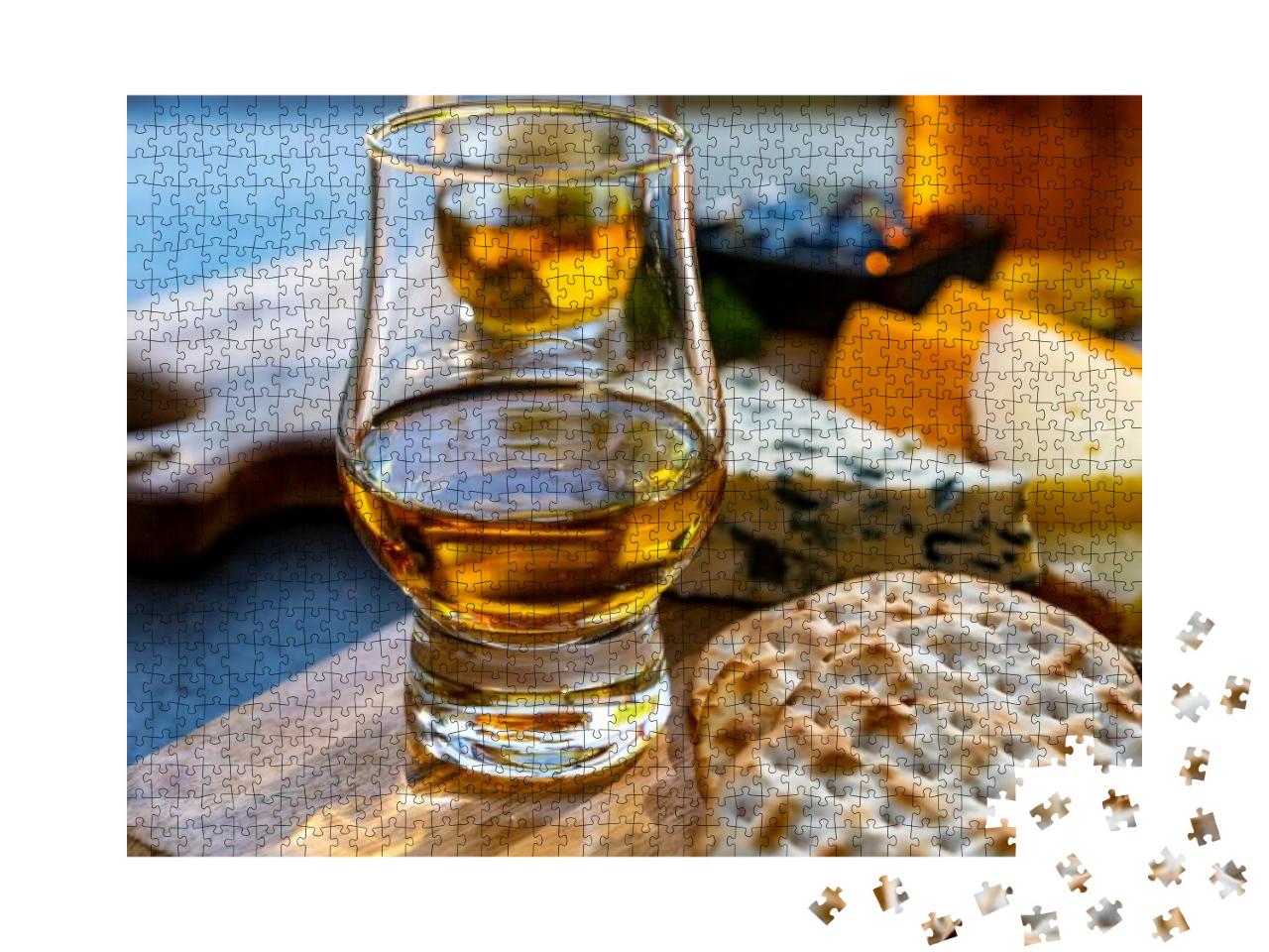 Puzzle 1000 Teile „Whiskey-Käse-Paarung, Verkostung von Whiskey und Käse“