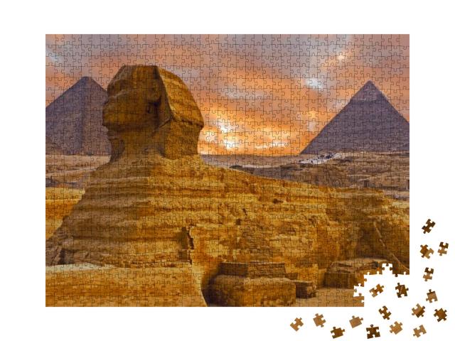 Puzzle 1000 Teile „Blick auf die Sphinx in der Sahara, Ägypten“