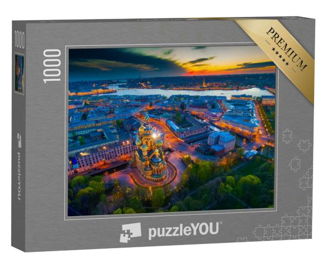 Puzzle 1000 Teile „Erlöser auf vergossenem Blut, Panorama von St. Petersburg“