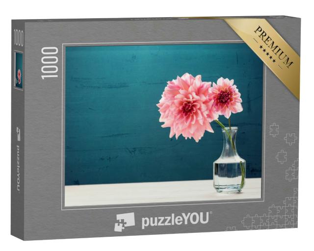 Puzzle 1000 Teile „Schöne rosa Blumen mit Vase“