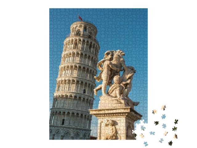 Puzzle 1000 Teile „Der Campo Santo in Pisa: Der schiefe Turm“