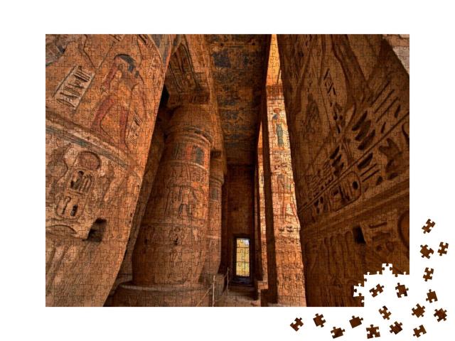 Puzzle 1000 Teile „Hieroglyphen in Medinat Habu, Luxor, Ägypten“