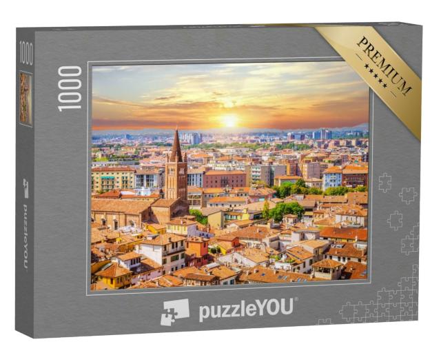 Puzzle 1000 Teile „Sonnenuntergang: Luftaufnahme von Verona, Venetien, Italien“