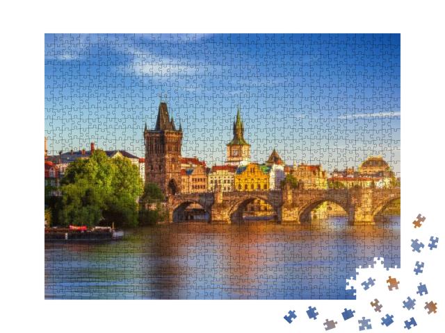 Puzzle 1000 Teile „Luftaufnahme der Altstadt von Prag mit Pier, Tschechische Republik“