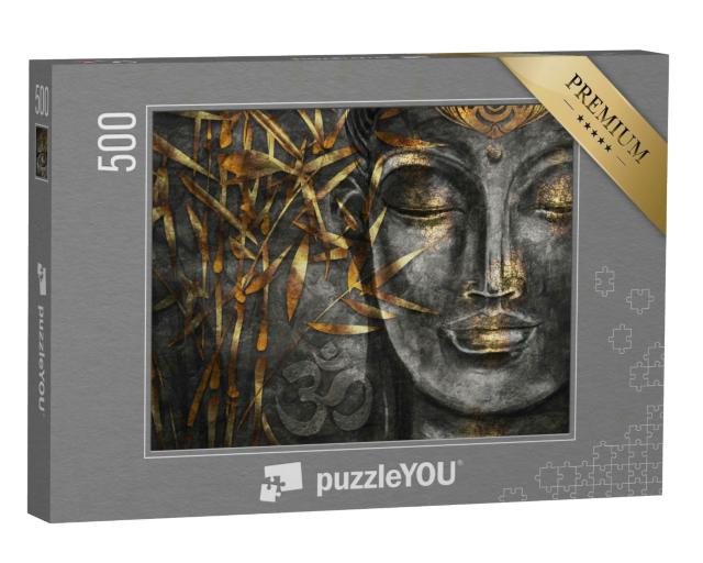 Puzzle 500 Teile „Digitale Kunst Collage kombiniert mit Aquarell: Bodhisattva Buddha“