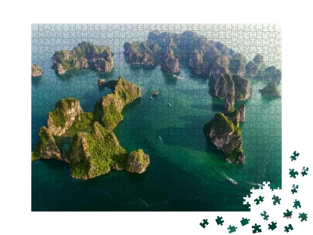 Puzzle 1000 Teile „Wunderschöne Halong-Bucht, Vietnam, Südostasien. UNESCO-Weltkulturerbe“