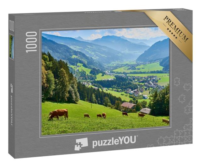 Puzzle 1000 Teile „Blick über das schöne Zillertal in Tirol, Österreich“