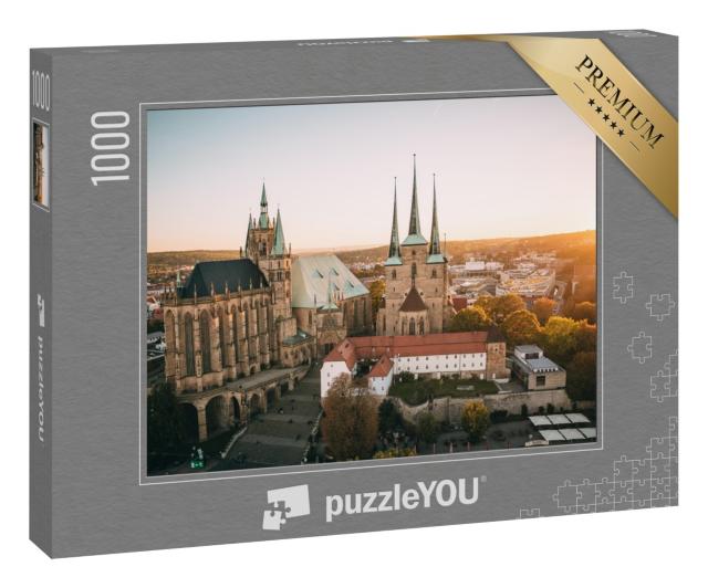 Puzzle 1000 Teile „Erfurter Dom im herbstlichen Sonnenuntergang“