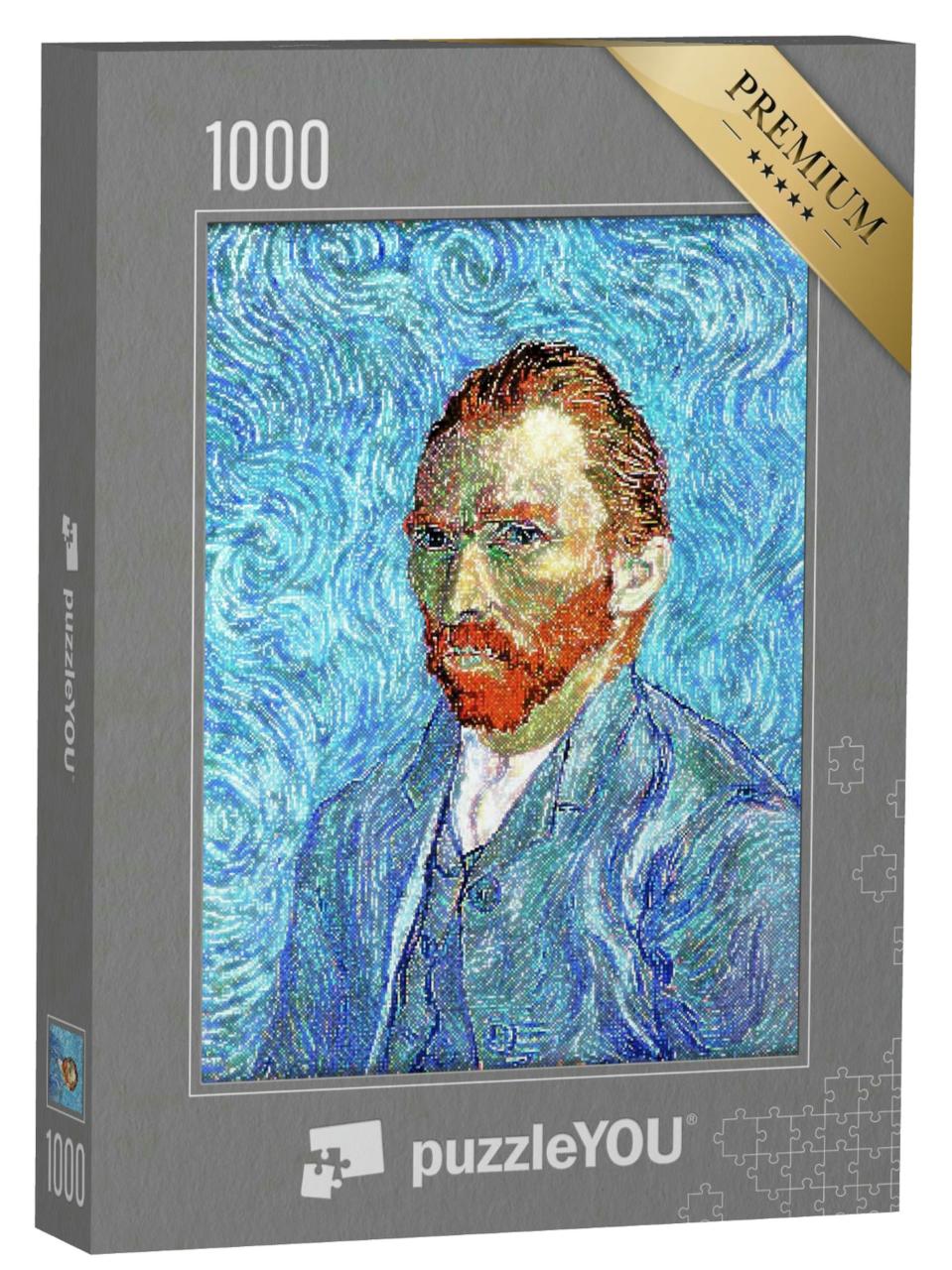Puzzle 1000 Teile „Van Gogh - Selbstporträt, Pixel Art Stil“