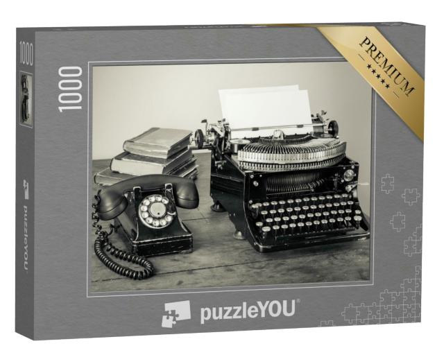 Puzzle 1000 Teile „Vintage: Schreibmaschine, Telefon, alte Bücher“