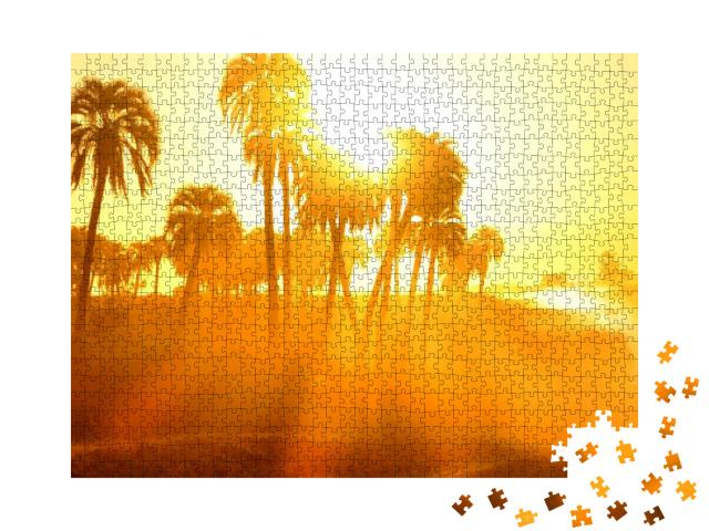 Puzzle 1000 Teile „Palmen im heißen Sommerabend“