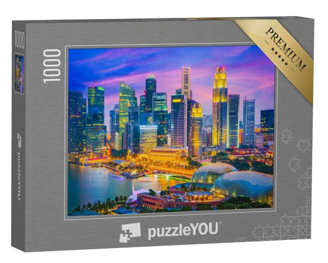 Puzzle 1000 Teile „Skyline von Singapur im Abendlicht“