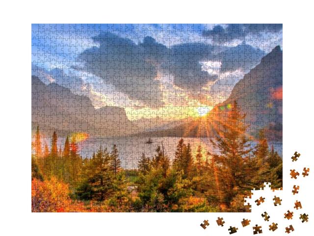 Puzzle 1000 Teile „Saint Mary Lake und Wild Goose Island, Montana, USA“