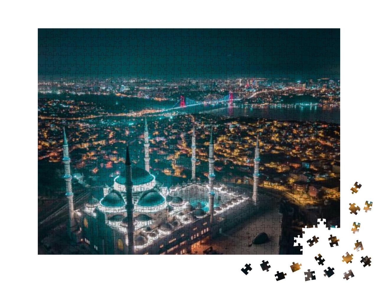 Puzzle 1000 Teile „Luftaufnahme von Istanbul und Camlica Moschee, Türkei“