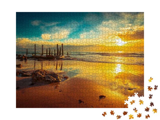 Puzzle 1000 Teile „Strand von Port Willunga im Sonnenuntergang, Südaustralien“
