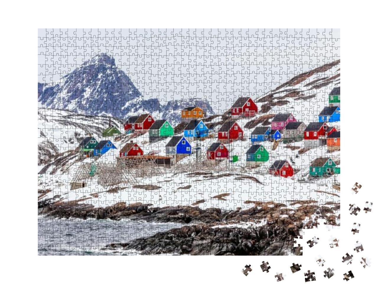 Puzzle 1000 Teile „Dorf Kangamiut, Grönland Mitte 2015“