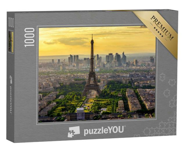Puzzle 1000 Teile „Skyline von Paris mit Eiffelturm bei Sonnenuntergang“