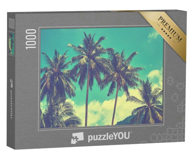 Puzzle 1000 Teile „Vintage-Style: Palmen vor strahlend blauem Himmel“