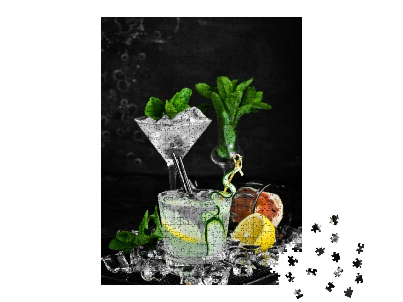 Puzzle 1000 Teile „Gin Tonic mit Gurke und Zitrone“