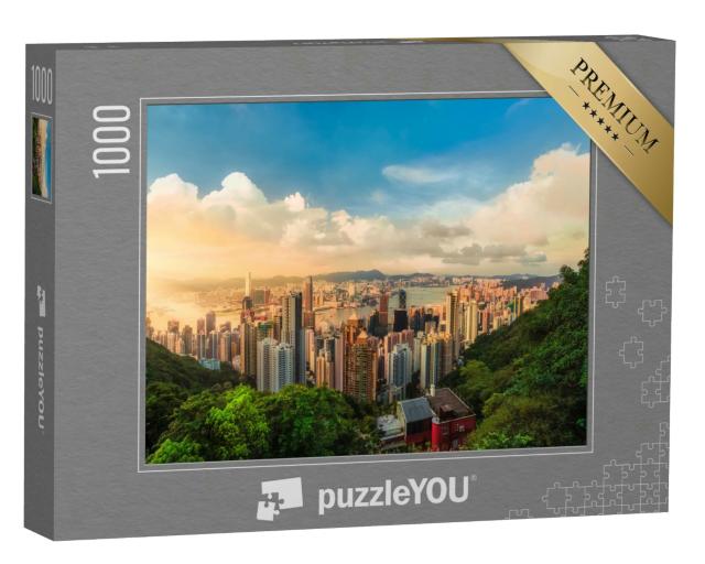 Puzzle 1000 Teile „Schöner Sonnenuntergang über der Victoria-Bucht in Hongkong“