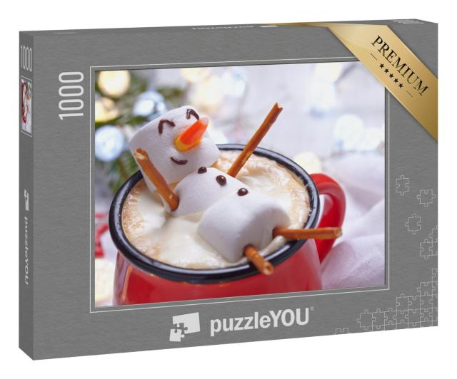 Puzzle 1000 Teile „Marshmallow Schneemann im Kakao“