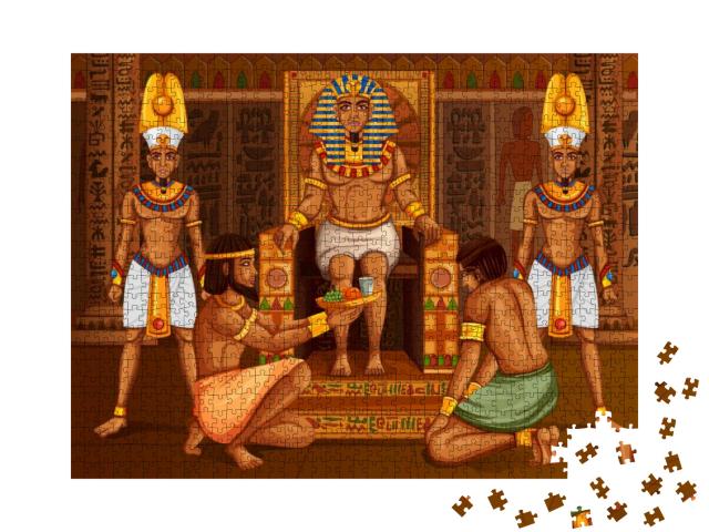 Puzzle 1000 Teile „Vektor-Design: Ägyptischer Pharao und sein Gefolge“
