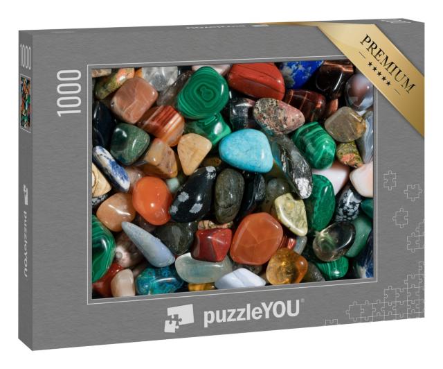 Puzzle 1000 Teile „Verschiedene polierte Halbedelsteine: Amethyst, Quarz, Achat und viele mehr“