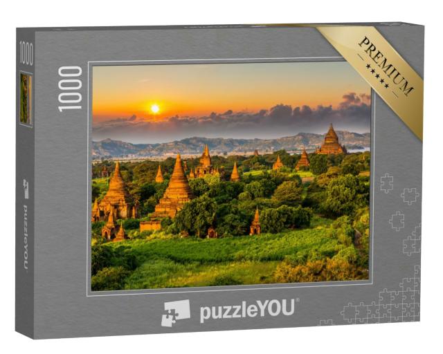 Puzzle 1000 Teile „Strahlend erleuchtete antike Tempel , Myanmar“