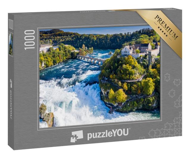 Puzzle 1000 Teile „Felsenschloss Laufen am Rheinfall in der Schweiz“