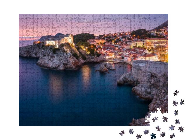 Puzzle 1000 Teile „Mittelalterliche Festungen Lovrijenac & Bokar in Dubrovnik, Kroatien“