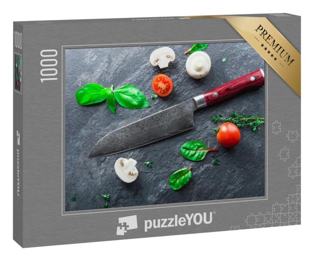 Puzzle 1000 Teile „Japanisches Messer aus Damaszenerstahl“