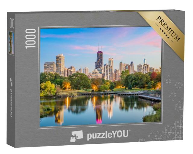 Puzzle 1000 Teile „Skyline von Chicago vom Lincoln Park aus, USA“