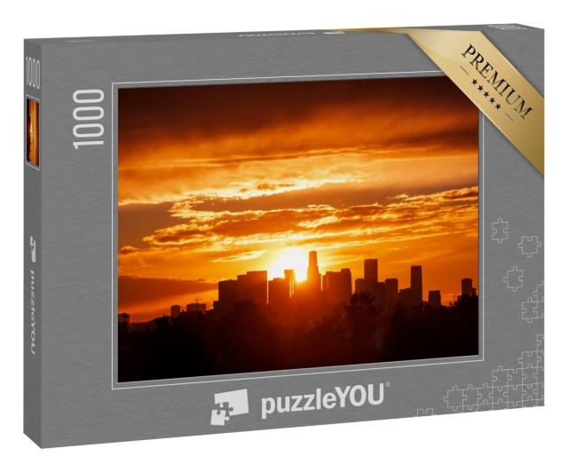 Puzzle 1000 Teile „Feurig roter Sonnenaufgang über Los Angeles“