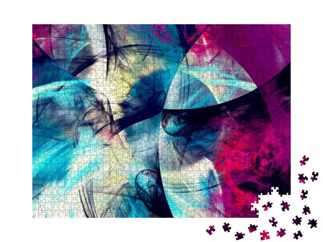 Puzzle 1000 Teile „Blau-abstrakte fraktale Kunst“