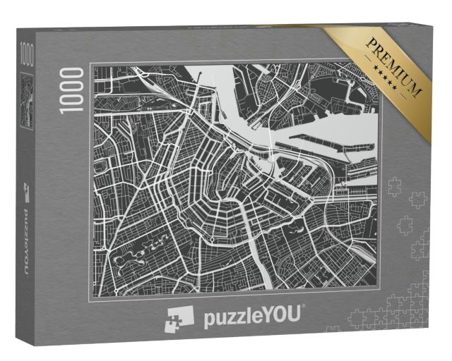 Puzzle 1000 Teile „Stilisierte Karte von Amsterdam“