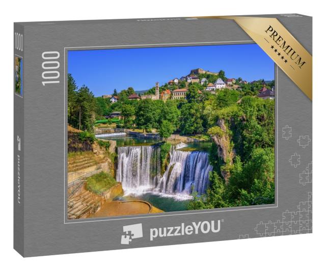 Puzzle 1000 Teile „Pliva-Wasserfall in der Stadt Jajce, Bosnien und Herzegowina“