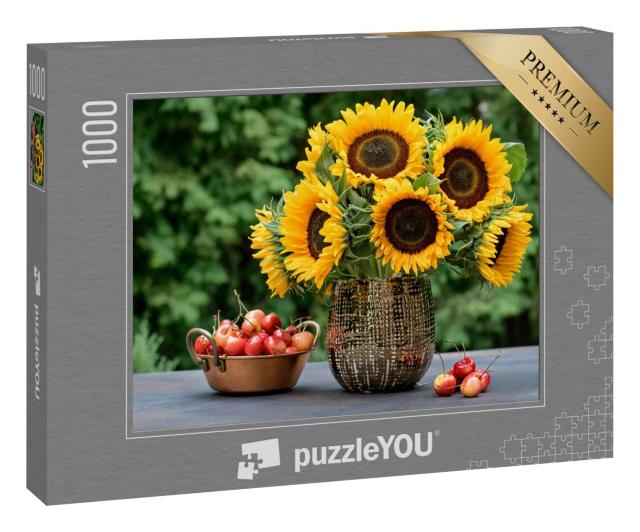 Puzzle 1000 Teile „Sonnenblumen in einem Blumenarrangement zum Herbst“
