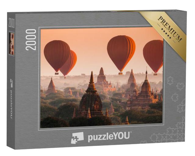 Puzzle 2000 Teile „Heißluftballon über der Ebene von Bagan am nebligen Morgen, Myanmar“