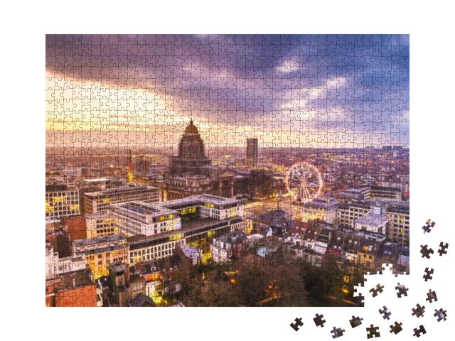 Puzzle 1000 Teile „Brüssel, Belgien Stadtbild im Palais de Justice in der Abenddämmerung“