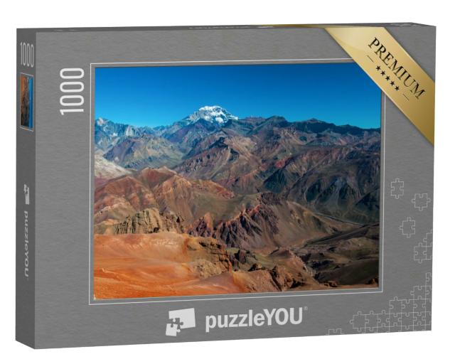 Puzzle 1000 Teile „Aconcagua von der Spitze der Nachbarberge aus gesehen, Mendoza, Argentinien“