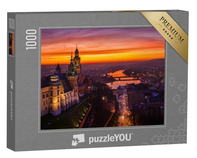 Puzzle 1000 Teile „Sonnenuntergang über dem Schloss Wawel, Krakau, Polen“