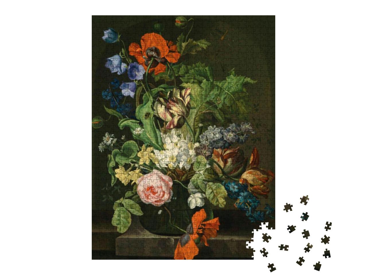 Puzzle 1000 Teile „Tulpen und Rosen im Stil der alten niederländischen Meister, Öl auf Leinwand, 2019“
