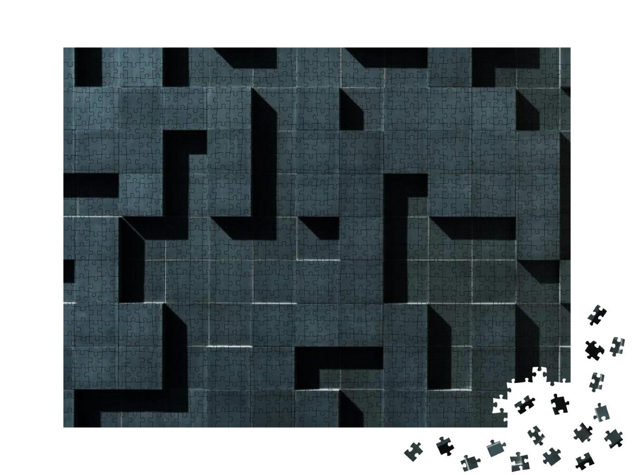Puzzle 1000 Teile „Schwarze dreidemensionale Wand mit geometrischem Muster“