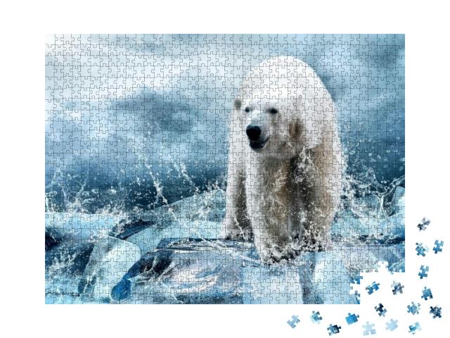 Puzzle 1000 Teile „Weißer Eisbärenjäger auf dem Eis“