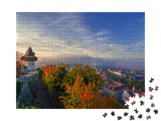 Puzzle 1000 Teile „Grazer Uhrturm auf dem Schloßberg, Österreich“