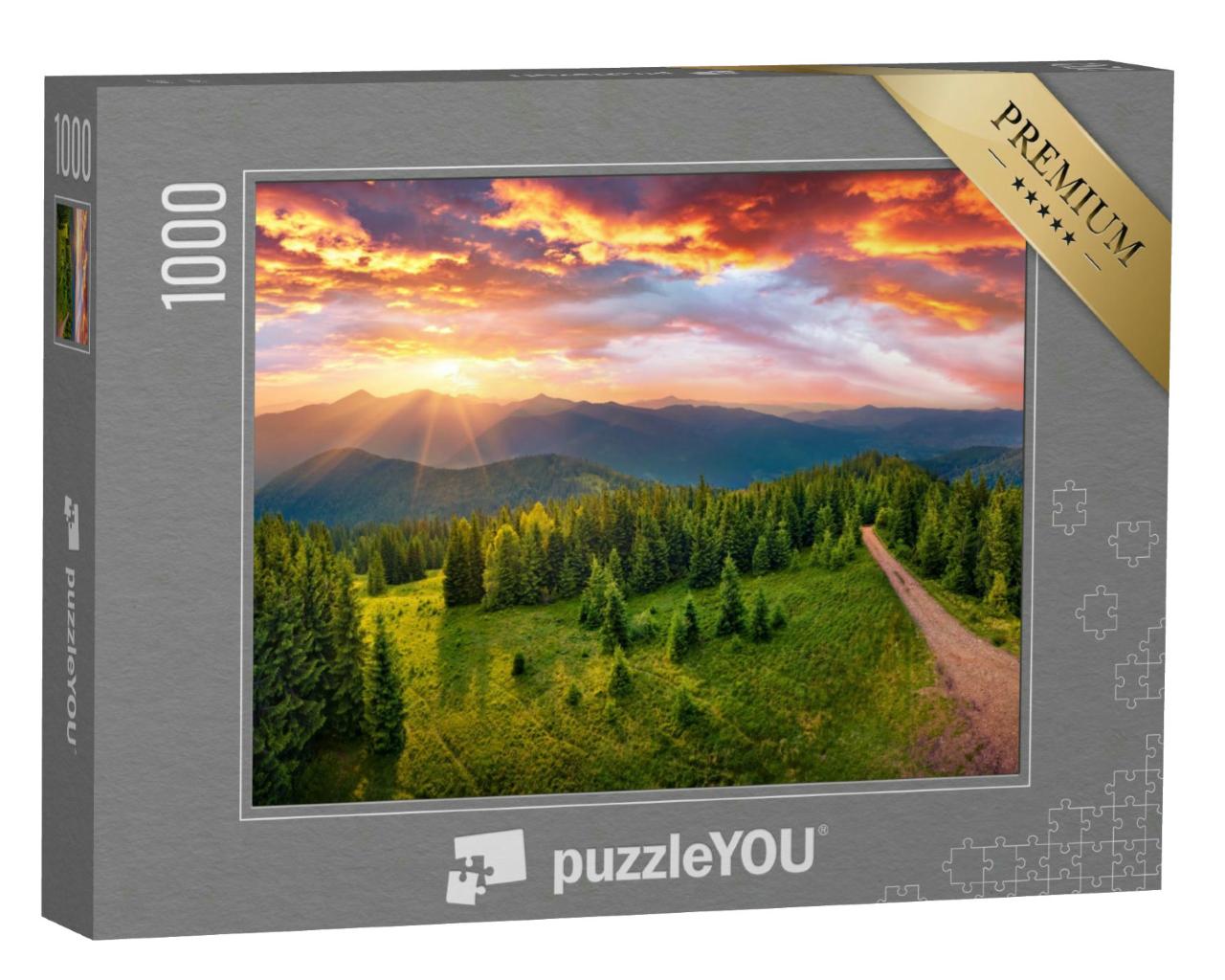 Puzzle 1000 Teile „Yahidna Berg im ersten Sonnenlicht, Karpaten, Ukraine“