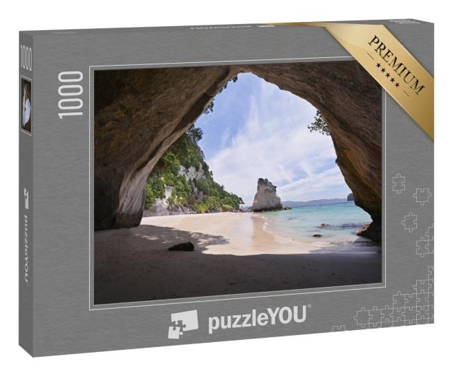 Puzzle 1000 Teile „Cathedral Cove Strand auf der Coromandel Halbinsel, Neuseeland, Nordinsel“